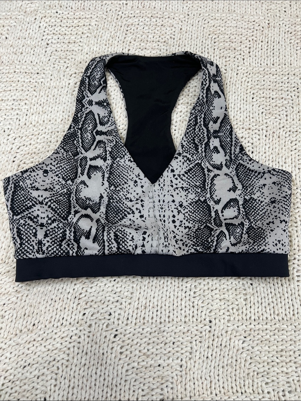 Noli Black & Gray Snake-Print Racerback Sports Bra